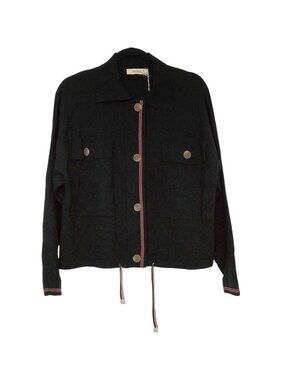 NWT VIVAIA Solid Black Long Sleeve Drawstring Waist Cardigan XL